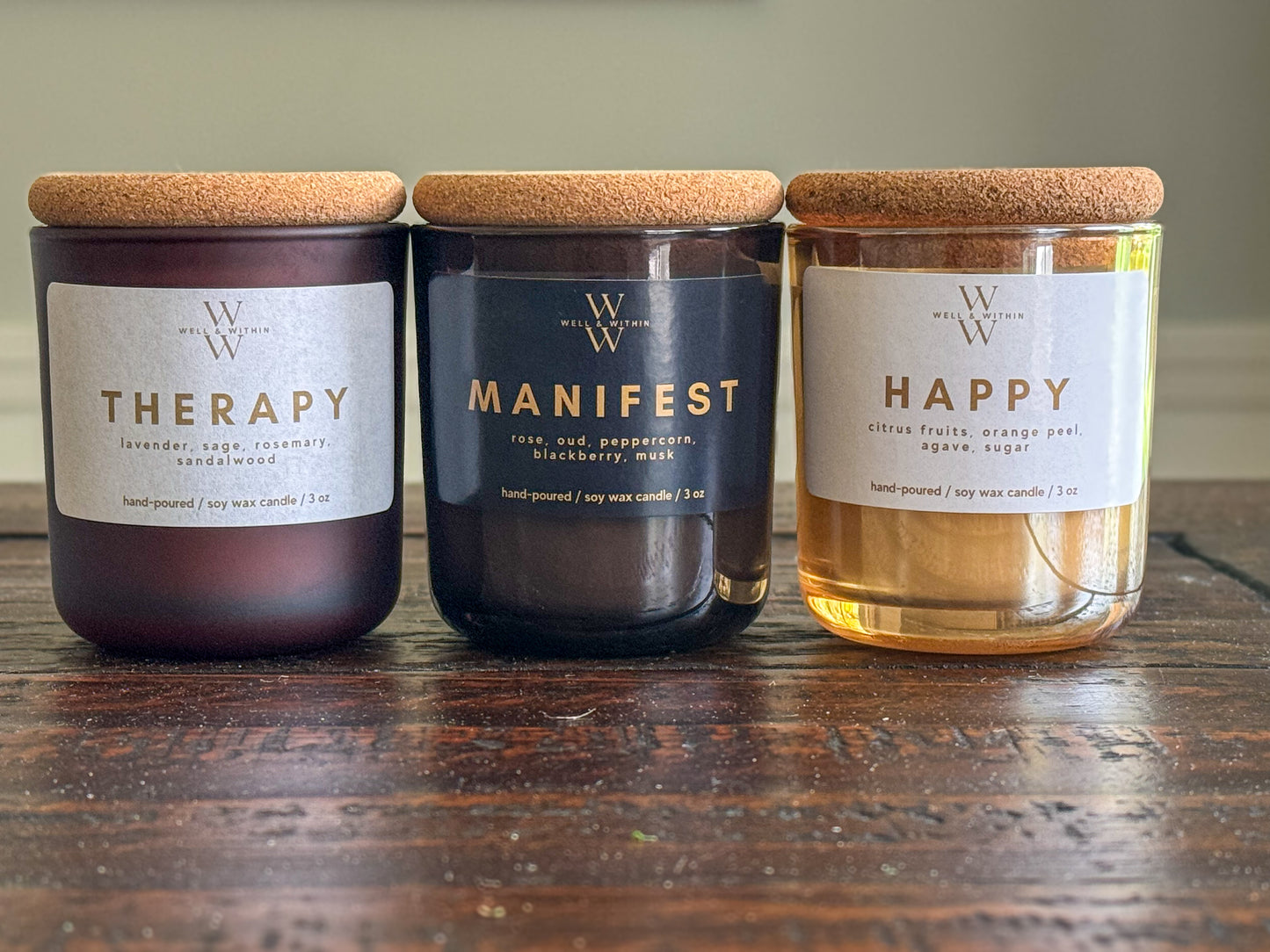 custom candle trio